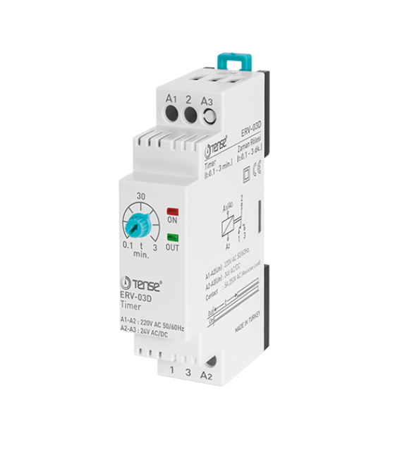 Tense ERV-03D Çekmede Gecikmeli 0,1Sn.-3Dk. Ayarlanabilir Zaman Rölesi