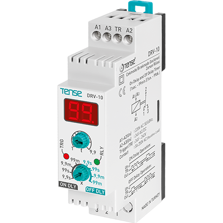 Tense DRV-10 Çekmede ve Bırakmada (İmpulse) Gecikmeli Dijital Multifonksiyonlu Zaman Rölesi (Tetiklemeli)