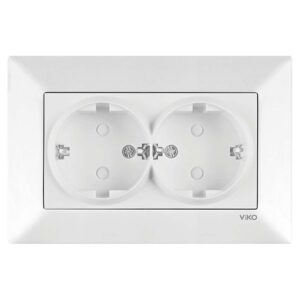 VİKO Karre-Meridian Beyaz 2li Topraklı Ç.K Priz