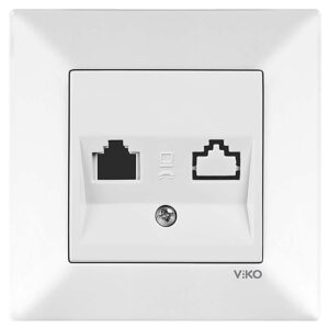 VİKO Karre-Meridian Beyaz İkili Data Jacksız Mekanizma