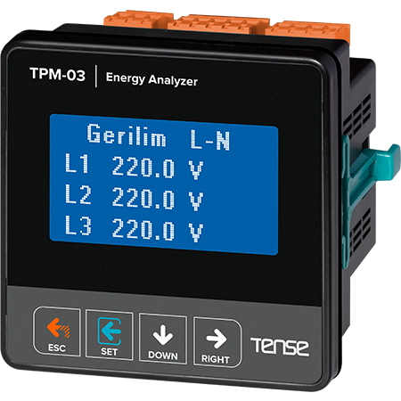 Tense TPM-03 Haberleşmeli, 128×64 Grafik LCD Ekranlı Enerji Analizörü