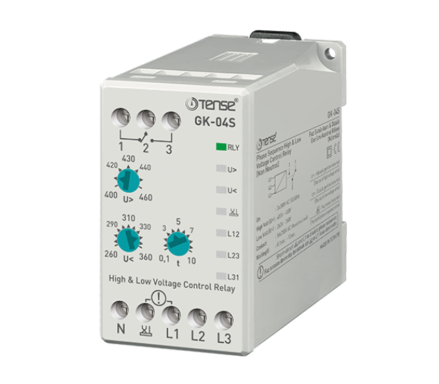 Tense GK-04S Analog Ayarlı Aşırı Ve Düşük Trifaze Gerilim Kontrol Rölesi