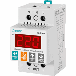 Tense GKE-40 Ev Tipi Dijital Ayarlı Aşırı Ve Düşük Monofaze Gerilim Kontrol Rölesi (40A)