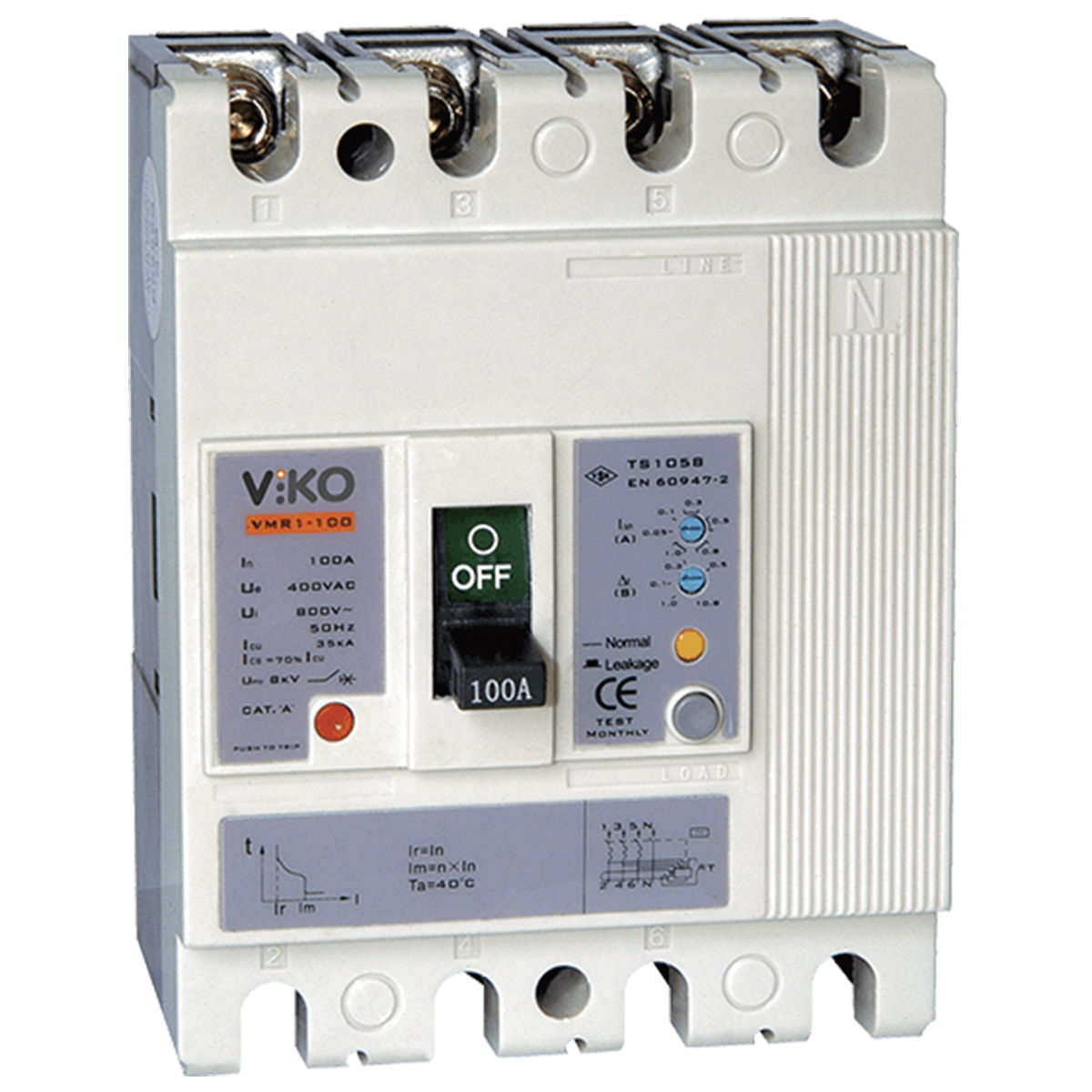 VİKO Kaçak Akım Koruma VMR2-100-SN2 100A 100mA-1A 25kA