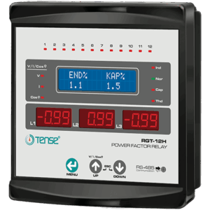 Tense RGT-12H 12 Kademeli, Haberleşmeli Grafik LCD Ekranlı Trifaze Reaktif Güç Kontrol Rölesi