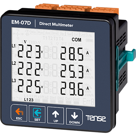 Tense EM-07D Haberleşmeli, 71.5×61.5 Cam LCD Ekranlı Setli Direkt Multimetre (250A)