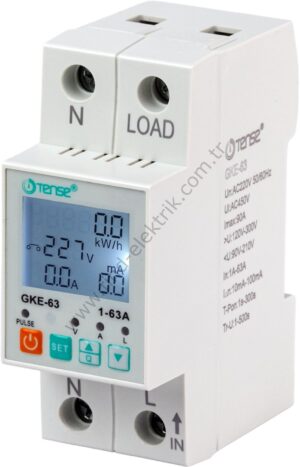 Tense GKE-63 kW Değer Göstergeli Kaçak Akım Algılamalı Monofaze Yüksek&Düşük Gerilim Kontrol Rölesi ( 63 Amper )