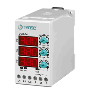 Tense DGK-04 Dijital Ayarlı Aşırı Ve Düşük Trifaze Gerilim Kontrol Rölesi