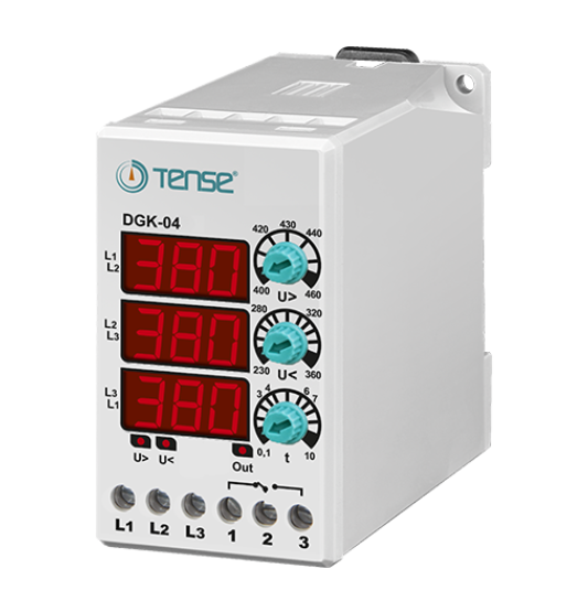 Tense DGK-04 Dijital Ayarlı Aşırı Ve Düşük Trifaze Gerilim Kontrol Rölesi