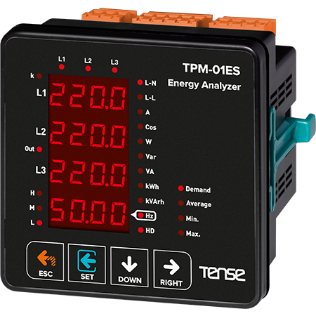 Tense TPM-01 ES Haberleşmeli, 4×4 Hane LED Ekranlı Enerji Analizörü