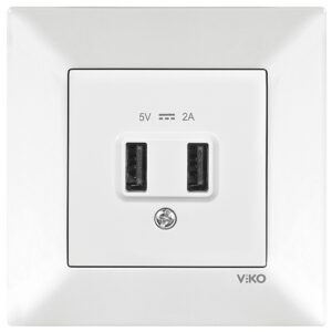 VİKO BEYAZ USB PRİZ MEK+KAPAK 5V-2A