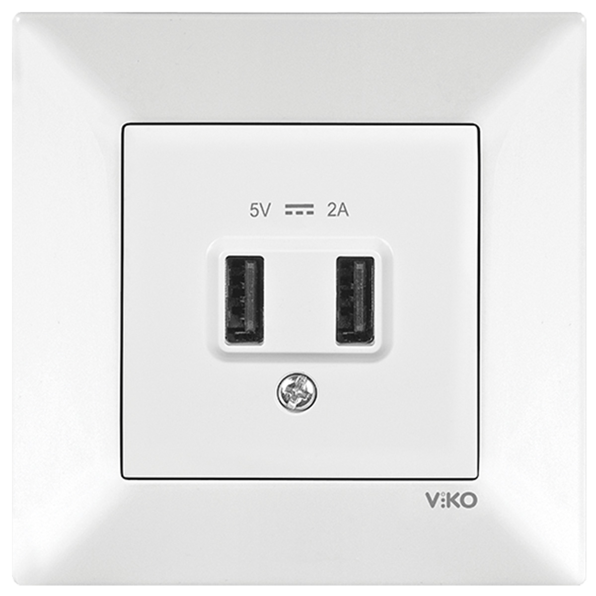 VİKO BEYAZ USB PRİZ MEK+KAPAK 5V-2A