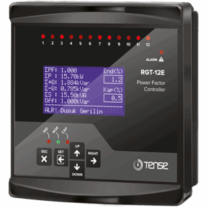 Tense RGT-12E 12 Kademe, Grafik LCD Ekranlı Trifaze Reaktif Güç Kontrol Rölesi