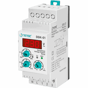 Tense DGK-01 Dijital Ayarlı Aşırı ve Düşük Monofaze Gerilim Kontrol Rölesi