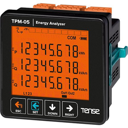 Tense TPM-05 Haberleşmeli 71.5×61.5 Cam LCD Ekranlı Enerji Analizörü