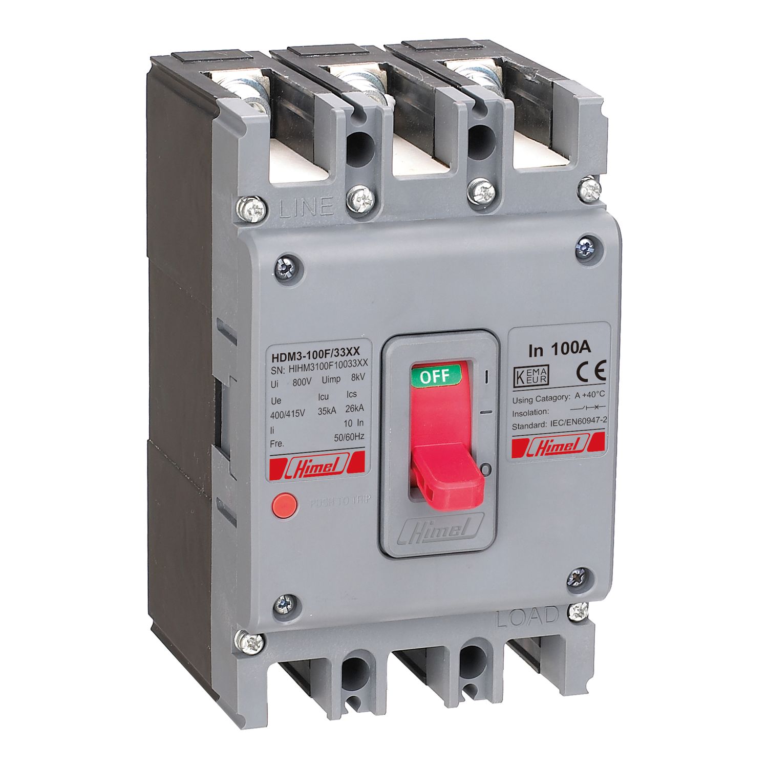 Himel HDM3100N100B3XX 50kA 4 Kutup 100A Sabit T.M.Ş 4 Kutup
