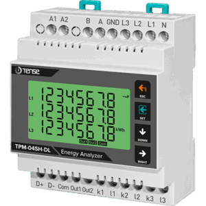 Tense TPM-04SH-DL Haberleşmeli, Ray Tipi, 53×31 Cam Lcd Ekranlı Enerji Analizörü