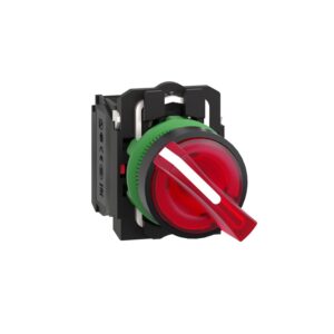 Schneider XB5AK124B5 Kırmızı Işıklı Mandal Buton Ø22 2 Konumlu Sabit 1NA+1NK 24V