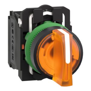 Schneider XB5AK135B5 Turuncu Işıklı Mandal Buton Ø22 3 Konumlu Sabit 1NA+1NK 24V