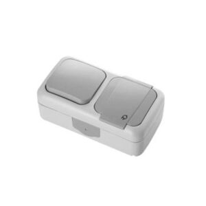 VİKO Yatay İkili Kombine Anahtar Topraklı Priz Gri